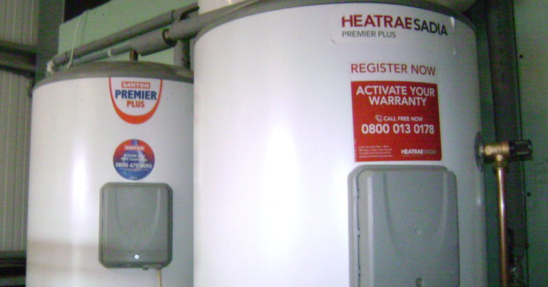 Modular building with hot water tanks