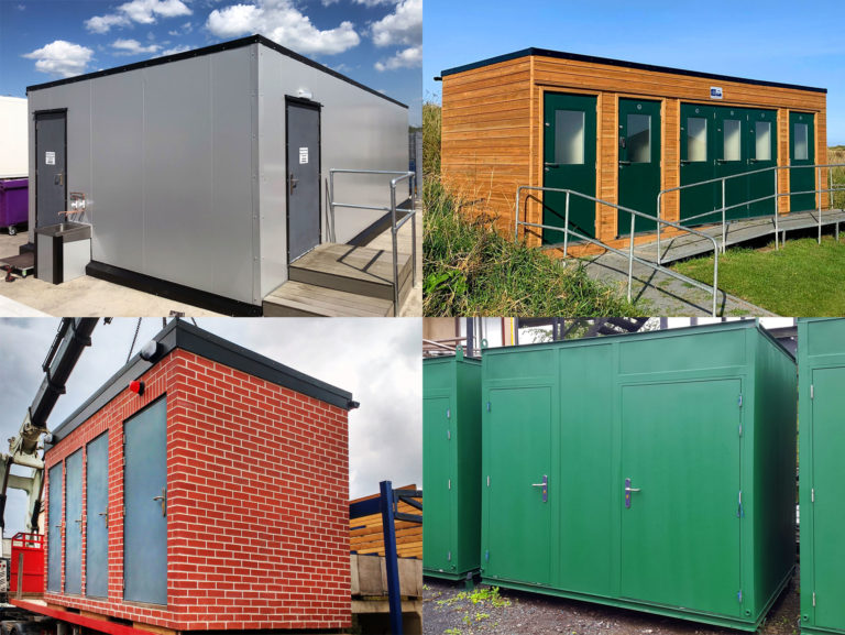 Four portable buildings